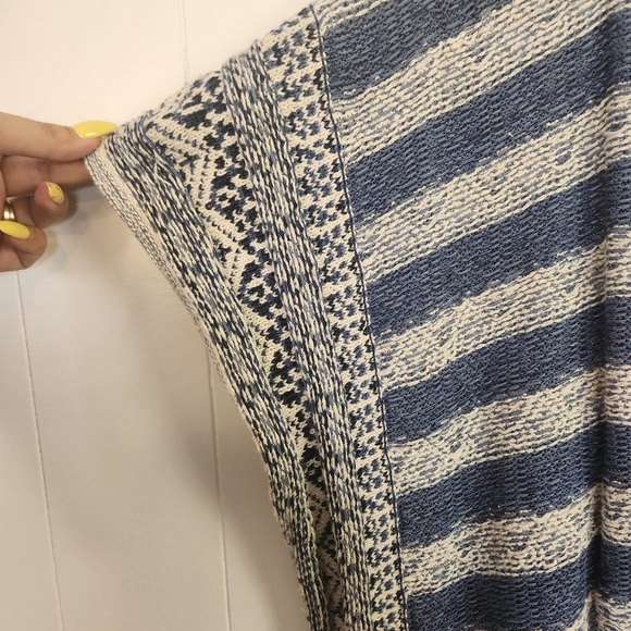 Chaps Blue Woven Open Front Poncho Cardigan Southwestern Cowgirl Womens Medium - Picture 3 of 9